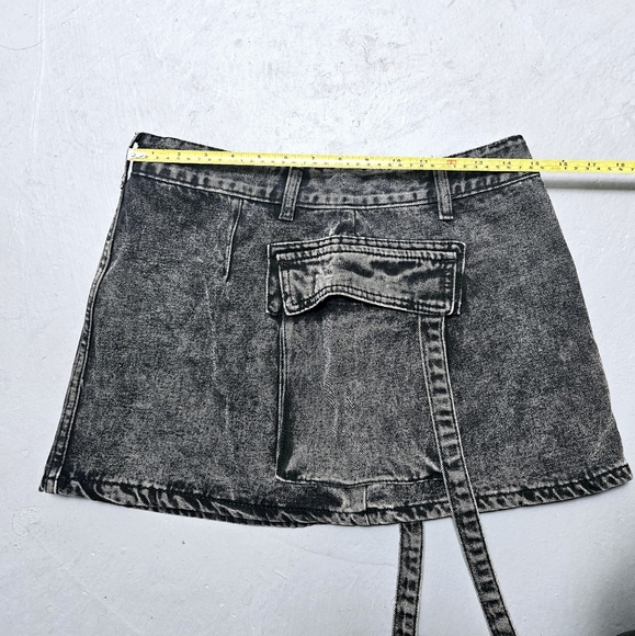 Vintage Sz Large Stone Wash Denim Mini Jeans Cargo Y2K Skirt - Picture 6 of 6